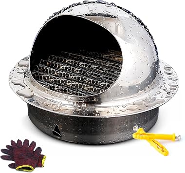 Round Wall Vent Outlet Cover, 80mm 100mm 150mm 180mm 200mm Exhaust Grille, 304 Stainless Steel Ventilation Outlet With Screen Mesh, Weatherproof Vent Hood For Kitchen Bathroom  Color Silver , Size