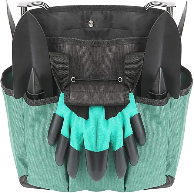 Garden Tool Bag Heavy Duty Gardening Tool Storage Bag Pouch with Handles (Not Included Tool) Multifunctional Canvas Plant Tool Set Holder Tote with 8 Pockets Floral Gardening Gift for Indoor Outdoor