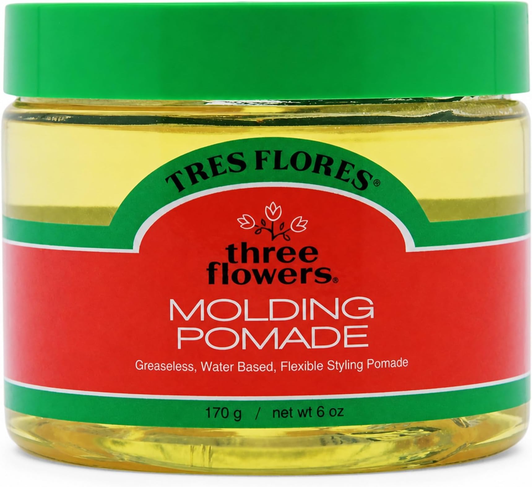 Three Flowers Molding Mens Pomade – Water-Based, Non-Greasy Hair Pomade for Men, Classic Hair Styling for Shape & Mold, 6 oz