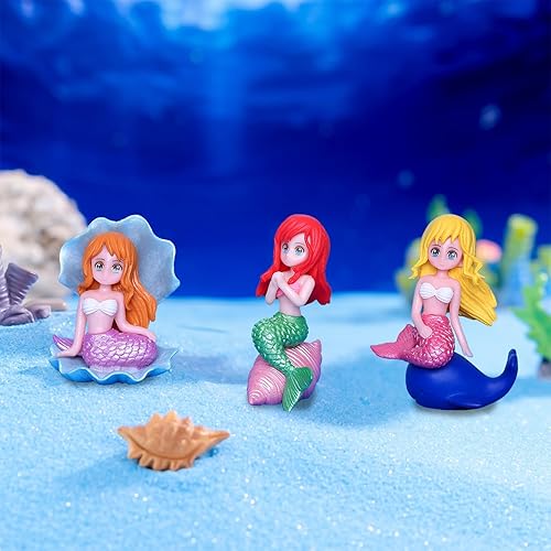 Miniatura 3 de 4 figuras de sirena en miniatura, mini sirena para accesorios de jardín de hadas, decoración de acuario de pecera, decoración de pasteles,