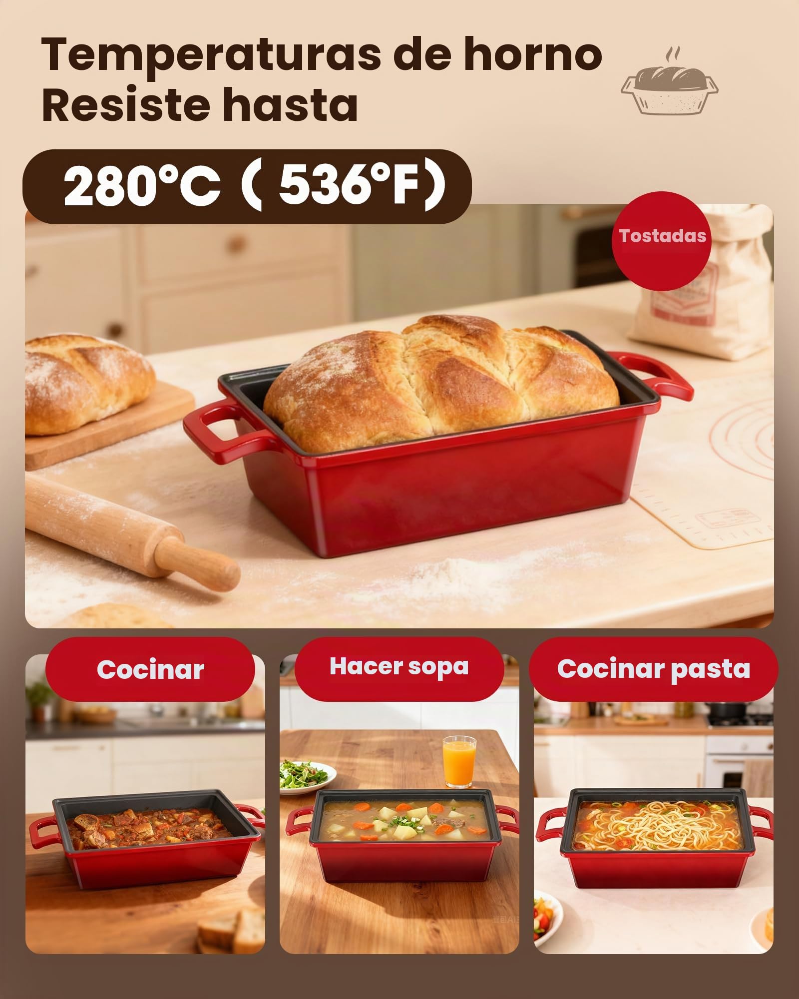 iHomara Molde para pan con tapa – 21 cm, olla de hierro fundido para hornear pan, molde 2 en 1 que se puede usar tanto como bandeja de horno de hierro fundido como como olla para pan | Pan, olla de hierro fundido para hornear pan, molde de hierro fundido,