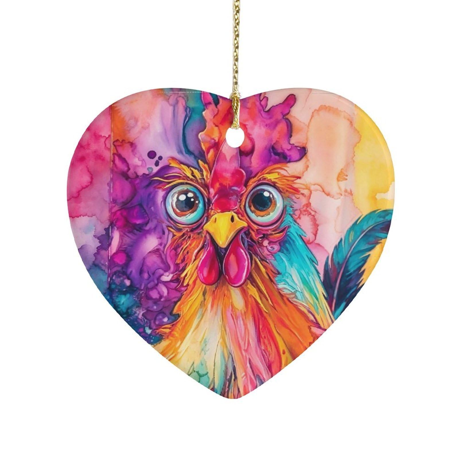 Fekiloot Style Colorful Rooster Ceramic Ornament Home Decor Keepsake