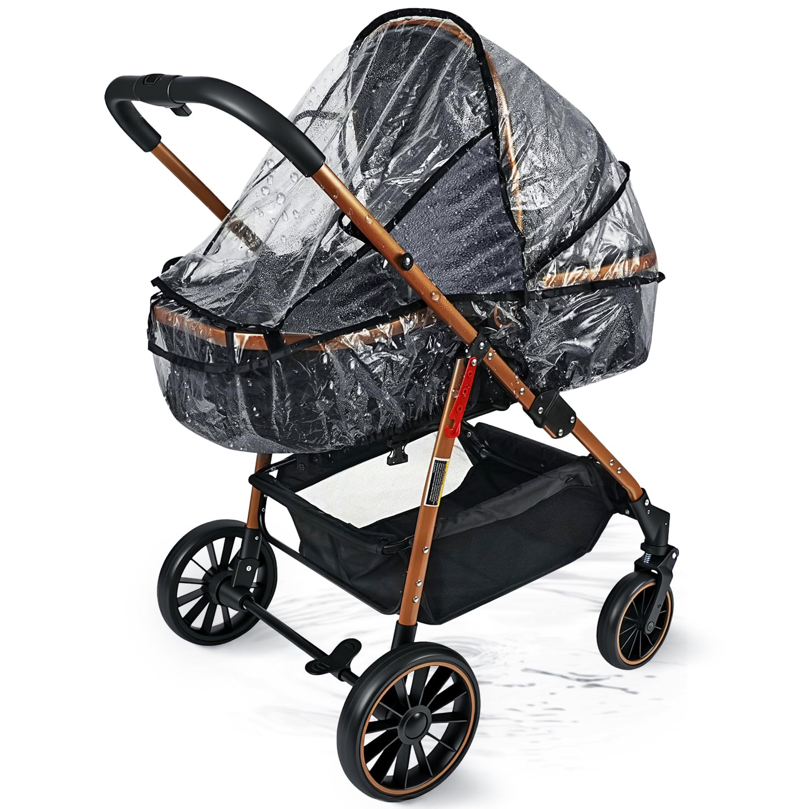 HOTUT Regenschutz Kinderwagen,Universal Komfort Regenschutz für Kinderwagen Babywannen, Universal Kinderwagen Regenschutz für Kombi‑Kinderwagen,Transparent