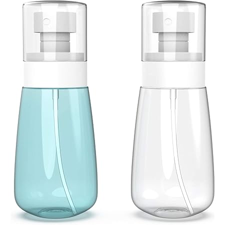 RELANOR Pack 2 Small Spray Bottle Travel Size 2oz/60ml - PETG Mist Spray Bottle Travel - Travel Spray Bottle Leak Proof - Cute Travel Sized Spray Bottles for Toners, Face & Hair Mist