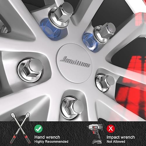 Miniatura 5 de JiiinMiiin Juego de 20 tuercas hexagonales M12x1.5 para Toyota Lexus, 1316 pulgadas (0.827 in), estilo fábrica, cromadas, con arandela para 4Runner