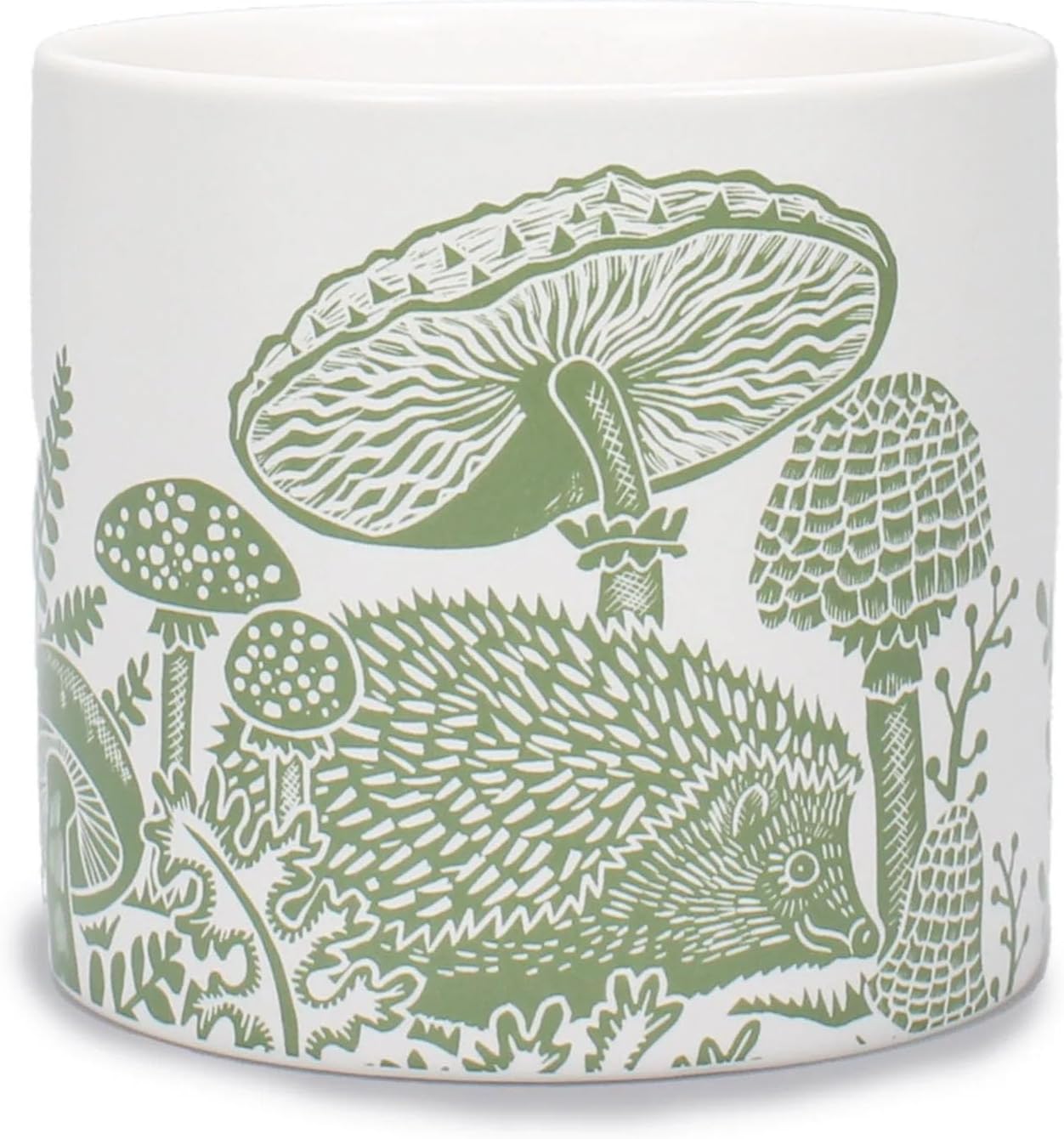 Half Moon Bay Hedgehog Woodland Walk - by Kate Heiss - Sage Green/White 4.25 x 3.94 Inch Ceramic Stoneware Standing Planter Pot