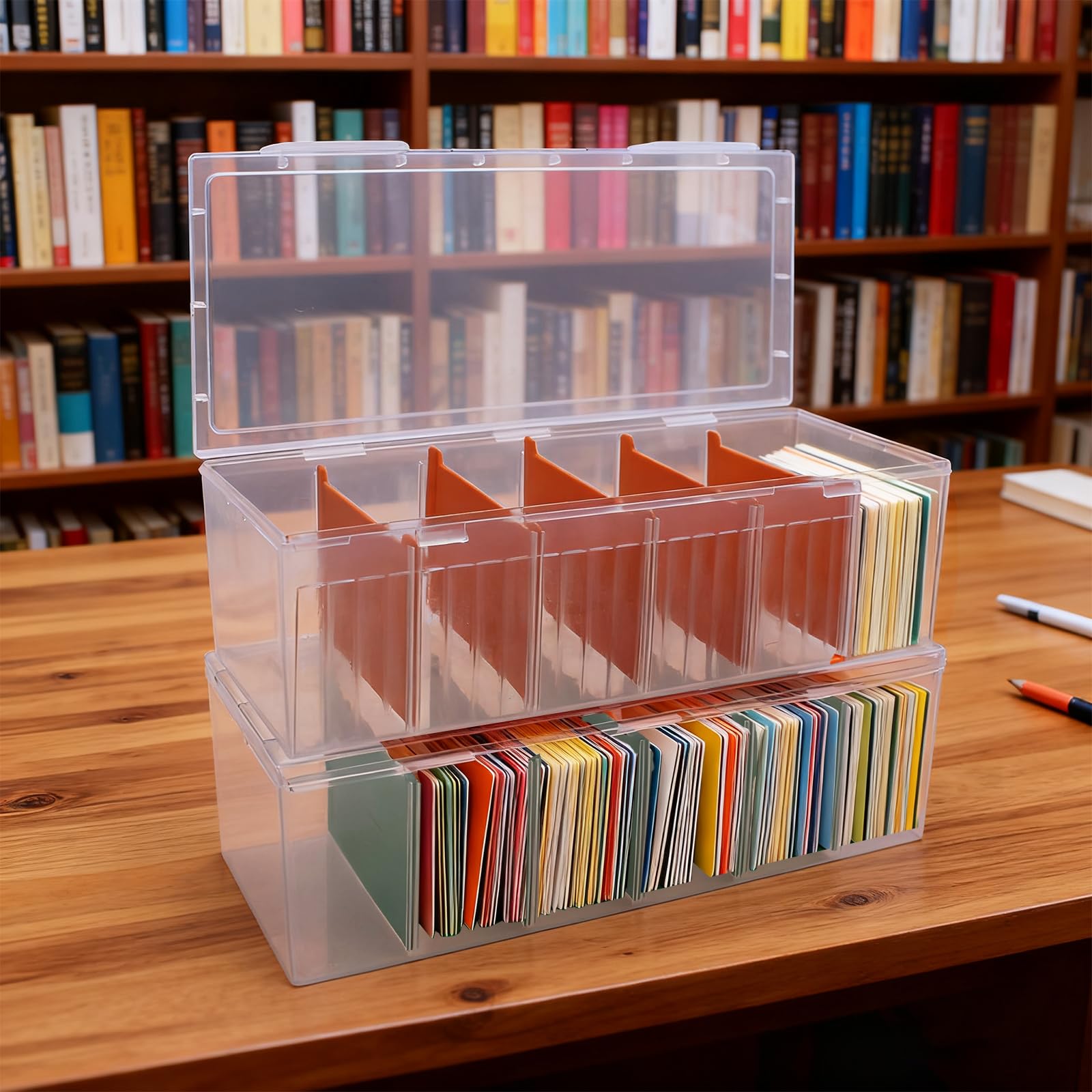 Boîte à Fiches A8 avec Séparateurs Amovibles, 23,5 x 9,5 x 6,8 cm, Pour 1200 Cartes