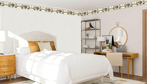 Miniatura 2 de Dundee Deco DDAZBD9293 - Papel tapiz para despegar y pegar, diseño retro, diseño floral, azul, rosa, amarillo, flores sobre enredaderas de damasco,