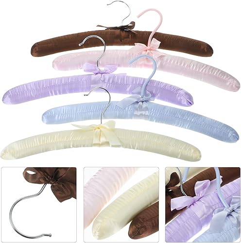 Miniatura 8 de 5 perchas acolchadas de satén antideslizantes para ropa, perchas para suéteres, perchas para vestidos de boda, perchas para vestidos de boda,