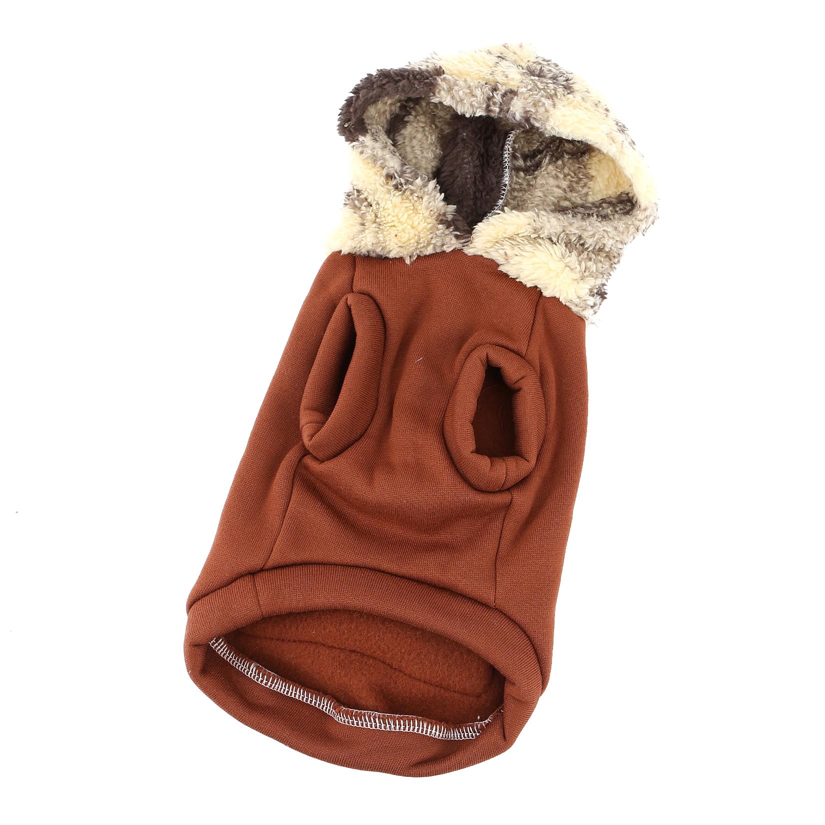 XHYRHTS Maglione in Pile per Cani con Cappuccio Scozzese Fuzzy per Razze Piccole XSmall, Caldo Pullover Senza Maniche con Anello a D e Tasca, Completo Invernale con Cappuccio per Cuccioli Gattini