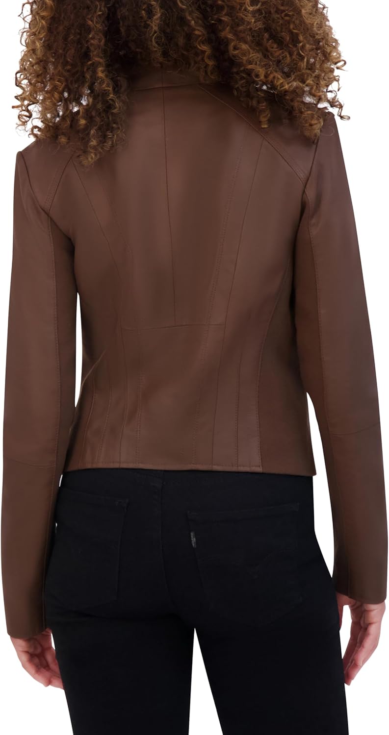 Andrew Marc Women's Asymmetrical Felix Leather Moto Jacket - Image 2