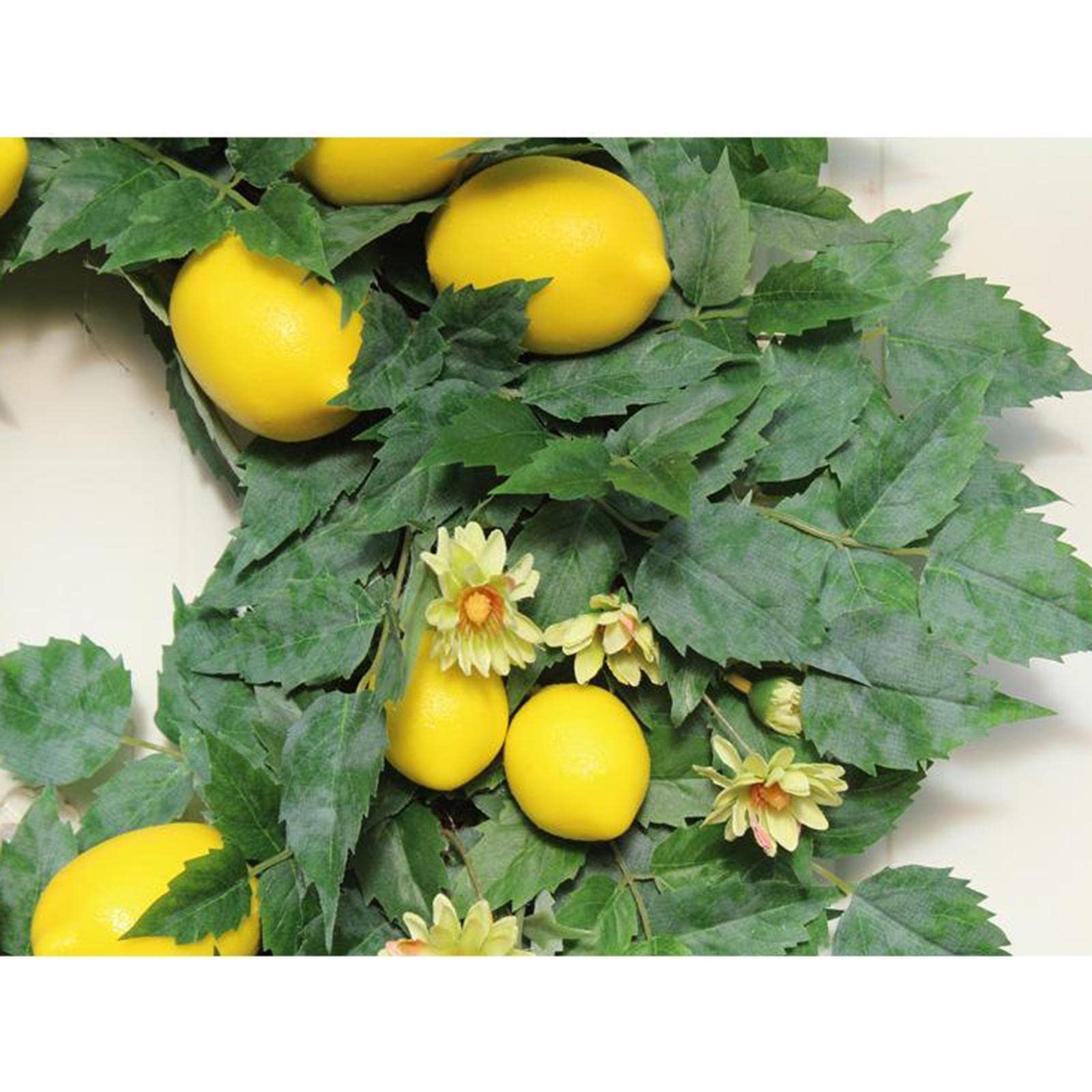 rockible Türkranz Künstlicher Zitronenblumenkranz Blumenkranz Hochzeitsdeko Handarbeit mit Widerstandsfähigen Stoffblättern Und Festlichen Blüten für Büro