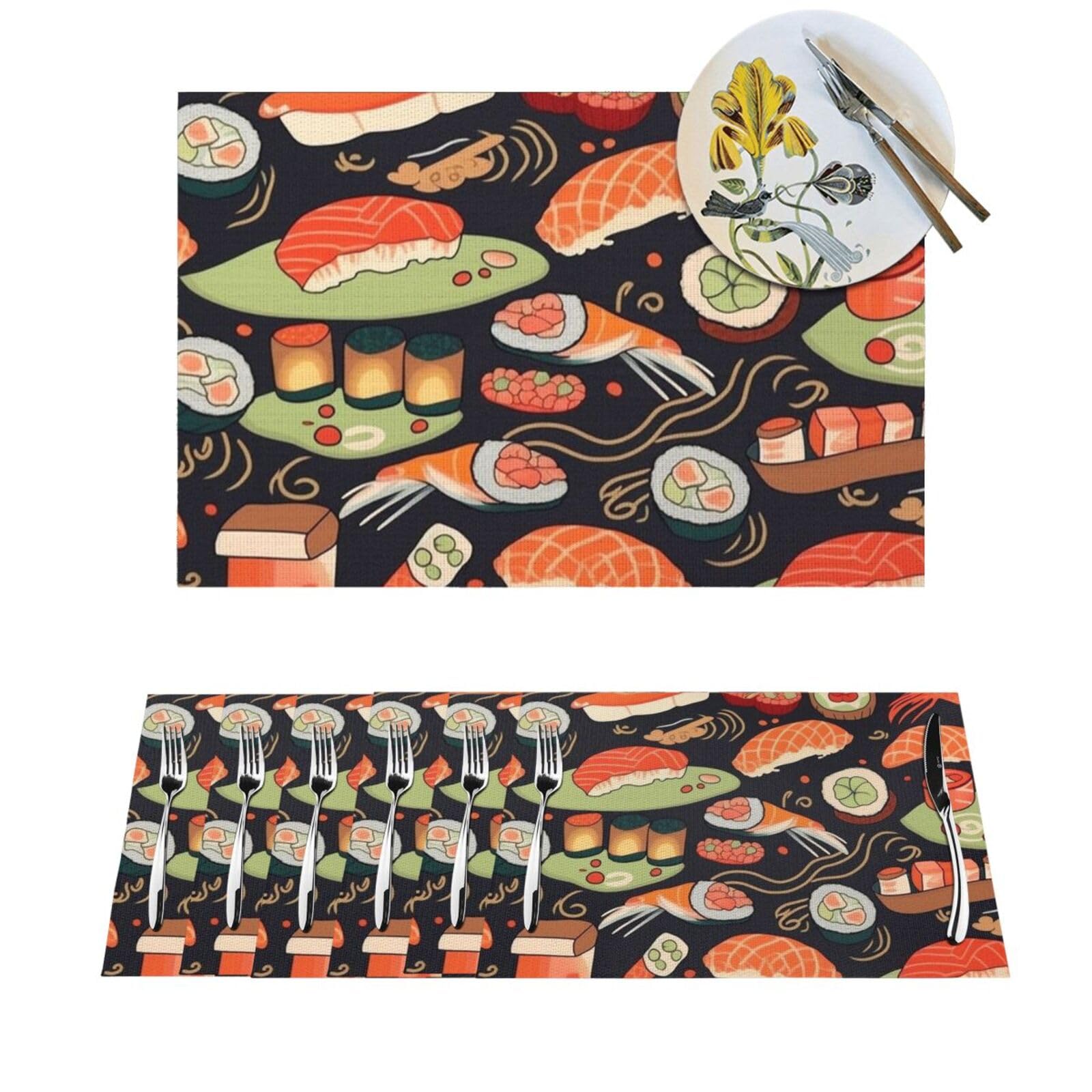 Set de table en PVC tissé pour repas de fête et dîner style japonais