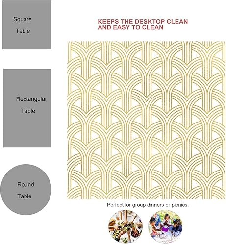 Miniatura 3 de Mantel rectangular de textura dorada con diseño geométrico a cuadros para mesa de patio, decoración para comedor, 54 x 72 pulgadas