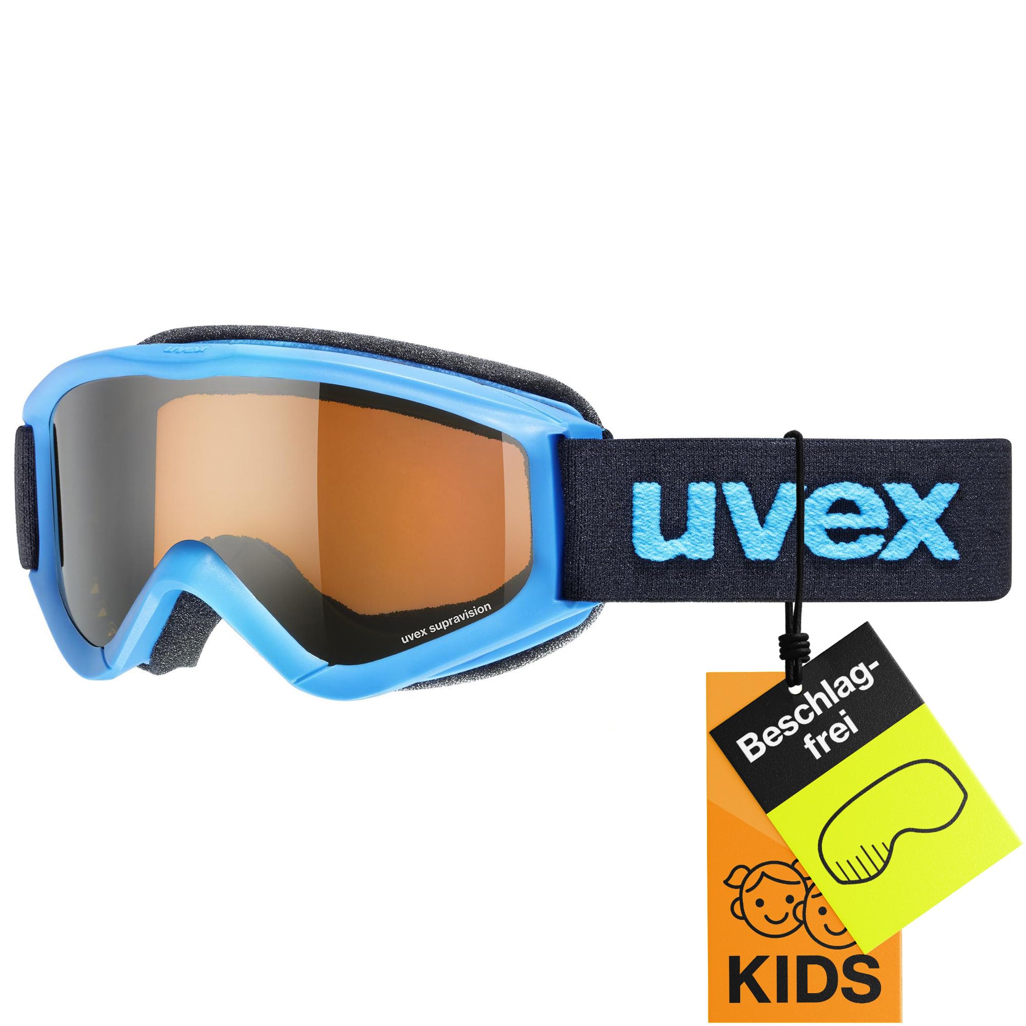 Uvex speedy pro, occhiali da sci per bambini, con intensificazione del contrasto, campo visivo ampliato, privo di appannamenti, blue/lasergold, one size