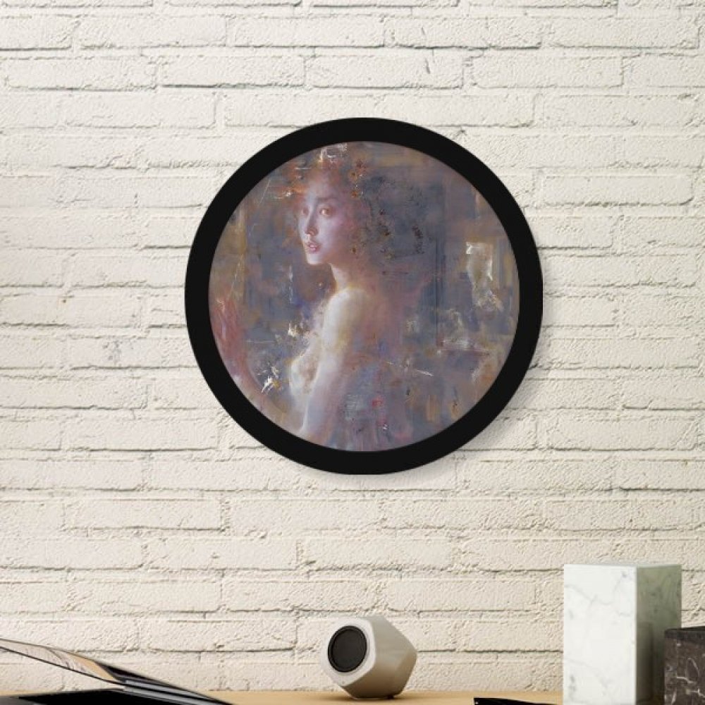 Peinture académique Jade cadre rond noir pour sublimer votre salon