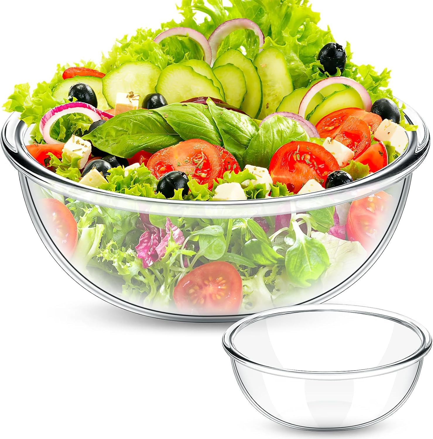 MSYU 5.6 Liter Glass Mixing Bowls, Large Glass Salad Serving Bowl, Clear Cooking Bowls for Kitchen Baking, Prepping Serving, Storage and Microwave Safe