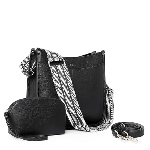 CLUCI Crossbody Bag Purse for Women 2Pcs Leather Hobo Handbag Wallet Set With 2Adjustable Guitar Strap Shoulder Handbag