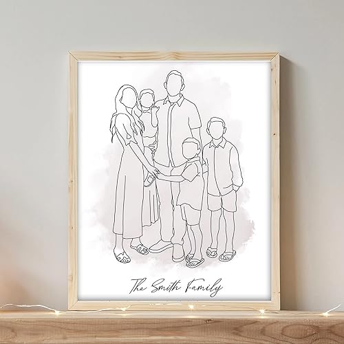 Miniatura 5 de NAZENTI Retrato de dibujo de una línea, retrato de pareja personalizado, regalos de pareja, lienzo personalizado, póster de retrato personalizado,