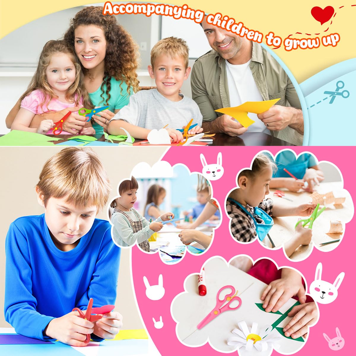 18PCS Tijeras Manualidades para Niños, Tijeras Entrenamiento Preescolar, DiseñO de Arte DIY, Diseño Antipellizcos, Desarrollo de la Coordinación Ojo-Mano
