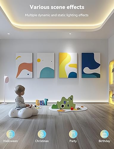 Miniatura 5 de MIWISE Tira de luz LED COB USB RGB de 5 V, cinta de luces de 9.84 pies, control de RF y aplicación, sincronización de música, iluminación ultra