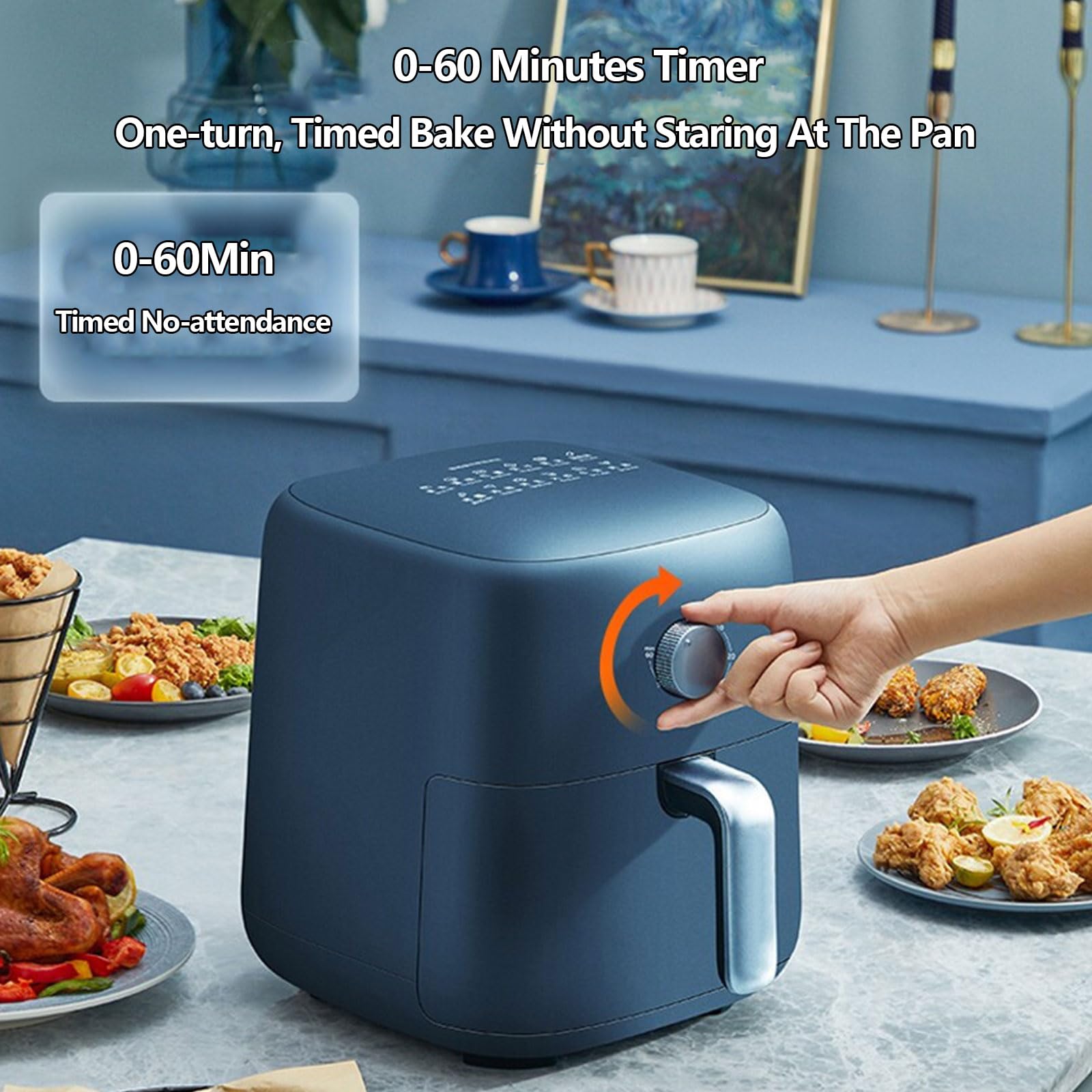 Freidora de Aire, freidora eléctrica Multifuncional 12 en 1 con Temperatura y Control de Tiempo, Cesta Antiadherente, 4.2L de Alto Volumen, 12 Cocineros para Cocina y Cocina