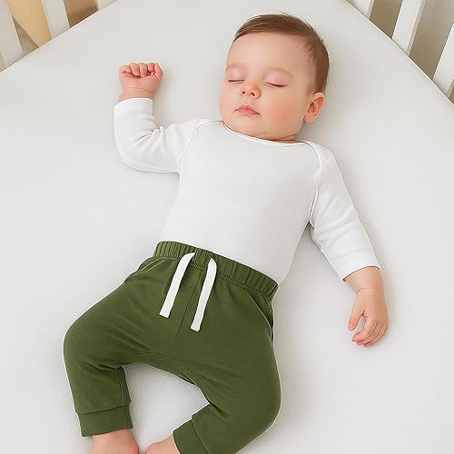 Miniatura 2 de SOBOWO Paquete de 3 pantalones deportivos para bebé recién nacido, harén de algodón, para niños y niñas, 0-3T entrelazados, 195 GSM