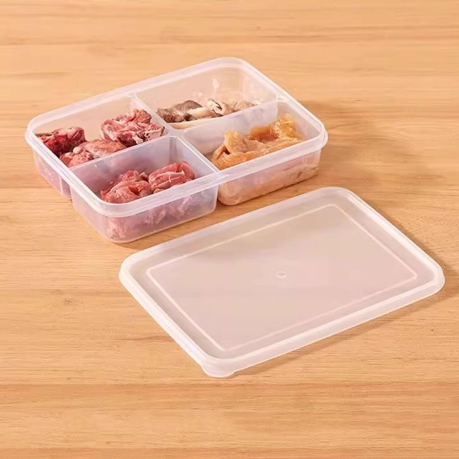 Plastikowe pudełko do przechowywania zamrażarki z przegródkami | Przechowywanie żywności w zamrażarce: Pojemnik z przegródkami na mięso Owoce morza Przekąski Żywność dla niemowląt