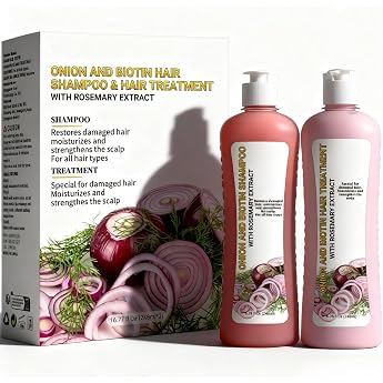 Onion Shampoo, Onion Biotin and Rosemary Shampoo, Shampoo de Cebolla y Romero, Natural Organic Onion and Rosemary, Gentle Enough for All Skin and Hair