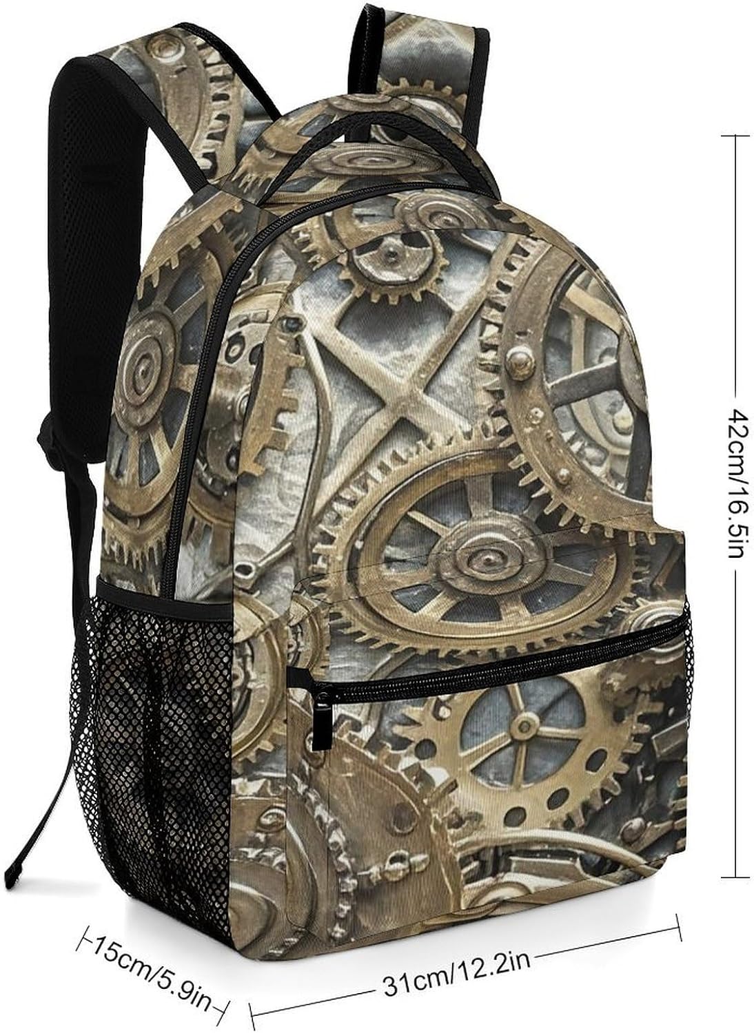 Cool Steampunk Gears Casual Daypack Personal Item Bag Rucksack image 2
