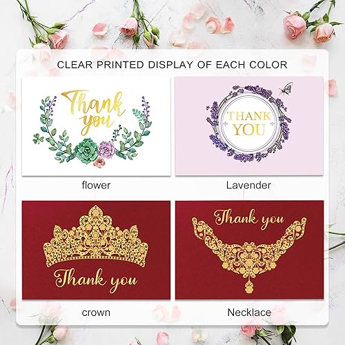 Miniatura 4 de Paquete de 48 tarjetas de agradecimiento de boda con sobres, notas de agradecimiento, calcomanías de felicitación, tarjeta de cumpleaños, despedida