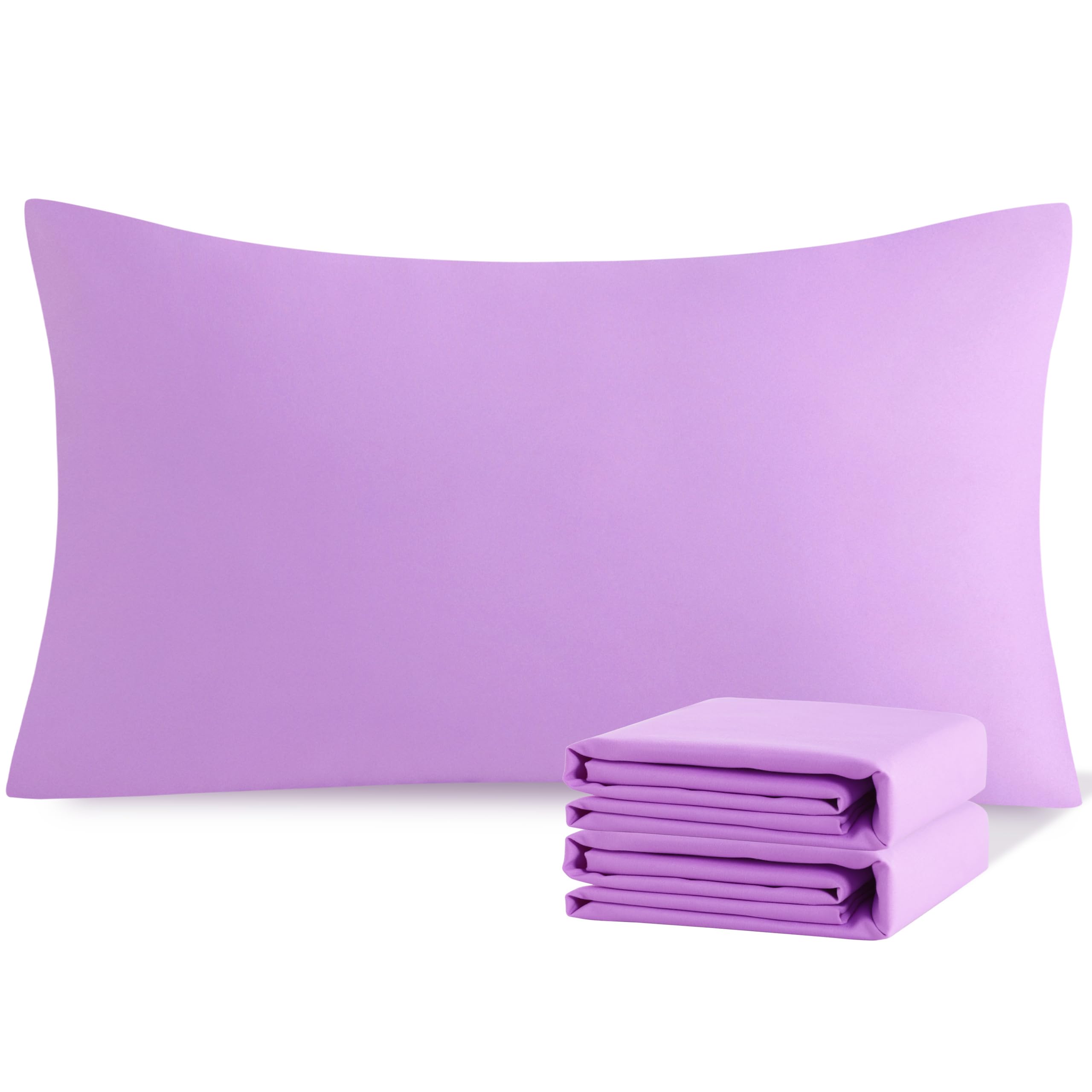 NTBAY King Microfiber Pillowcases, 2 Pack, 20 x 36, Light Purple | Soft Brushed Microfiber with Envelope Closure, Set of 2 King 20 x 36 Inch Pillowcases, Pillow Inserts Not Included