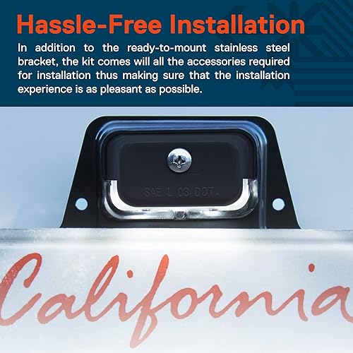 Miniatura 3 de True Mods - Luz LED negra para placa de matrícula para remolque de barco [montaje de soporte de acero] [DOT FMVSS 108] [SAE L] 12 V CC impermeable