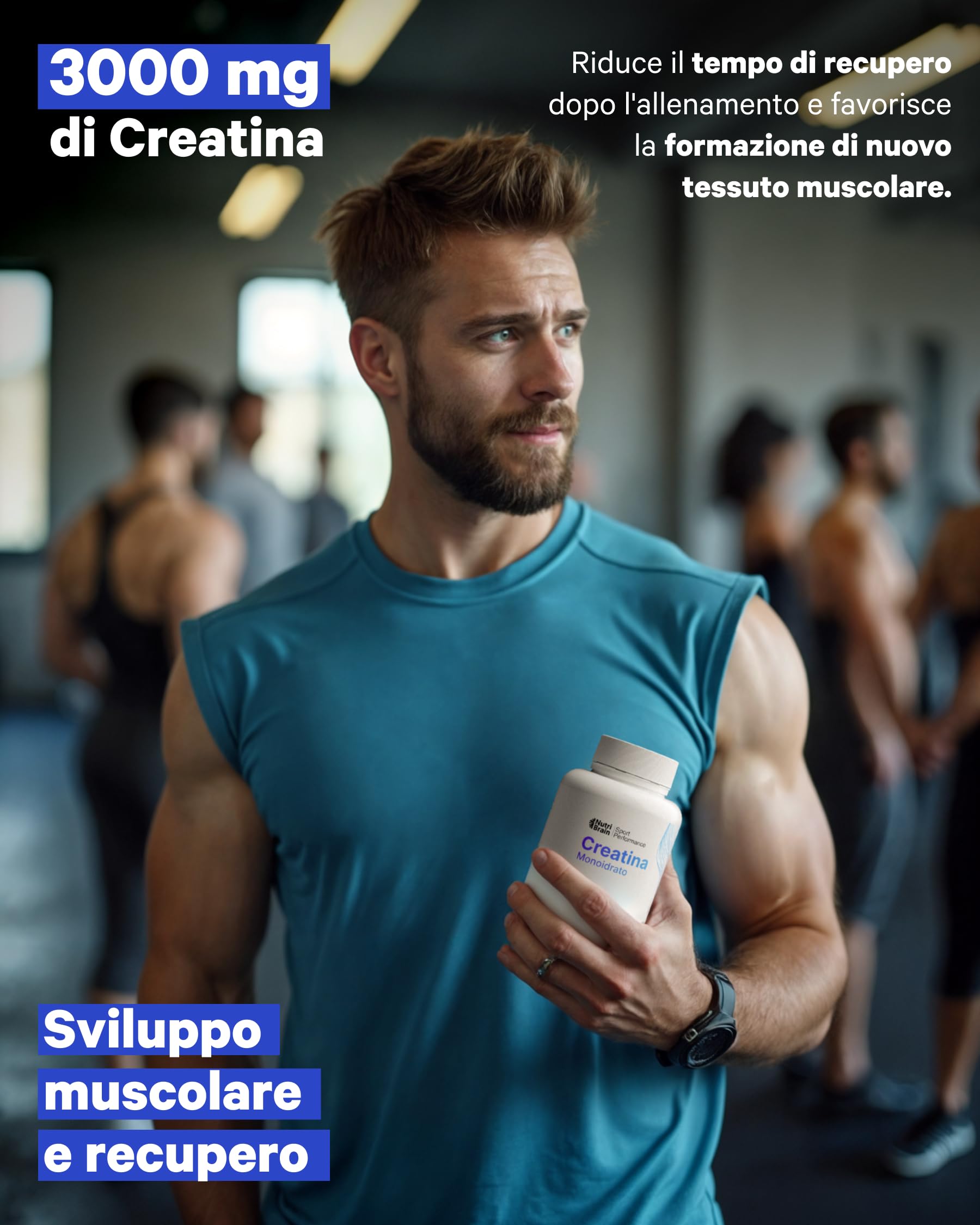 Creatina Monoidrata 3000 mg – 400 compresse | Migliora la forza, la massa muscolare, l'endurance, il recupero, l'energia e l'agilità mentale | Vegana, Senza Glutine, Senza OGM | Per Uomo e Donna