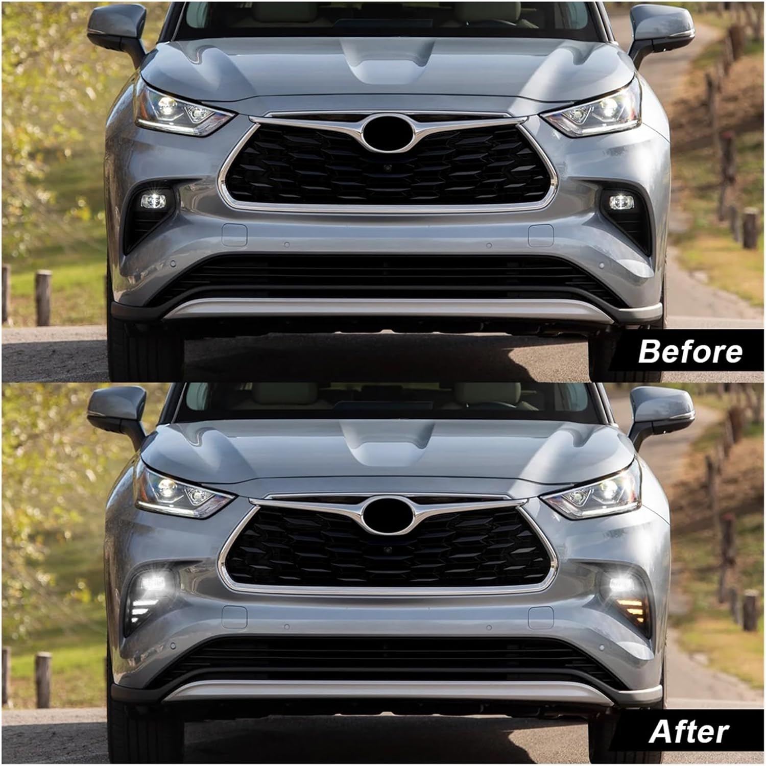 Car LED Daytime Running Light DRL Compatible with Toyota Highlander 2021 2022 Fog Lamp Turn Signal Lamp White Yellow with Wires Switch 12V (Color : Set B)