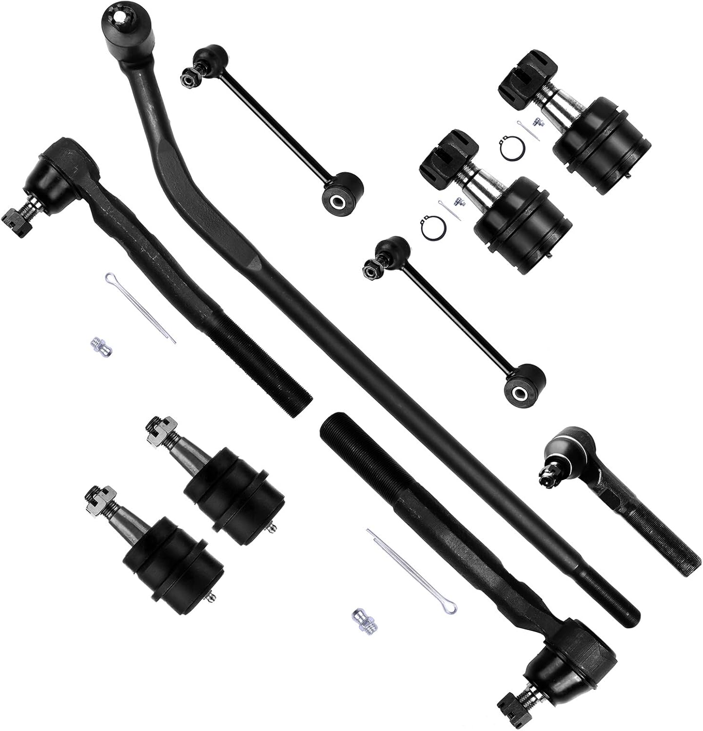 SCITOO 10-PC SET Suspension Kit for 2007-2016 For Jeep Wrangler - Inner Tie Rod End Outer Tie Rod End Sway Bar End Link Lower Ball Joint Upper Ball Joint Outer Upper Tie Rod End