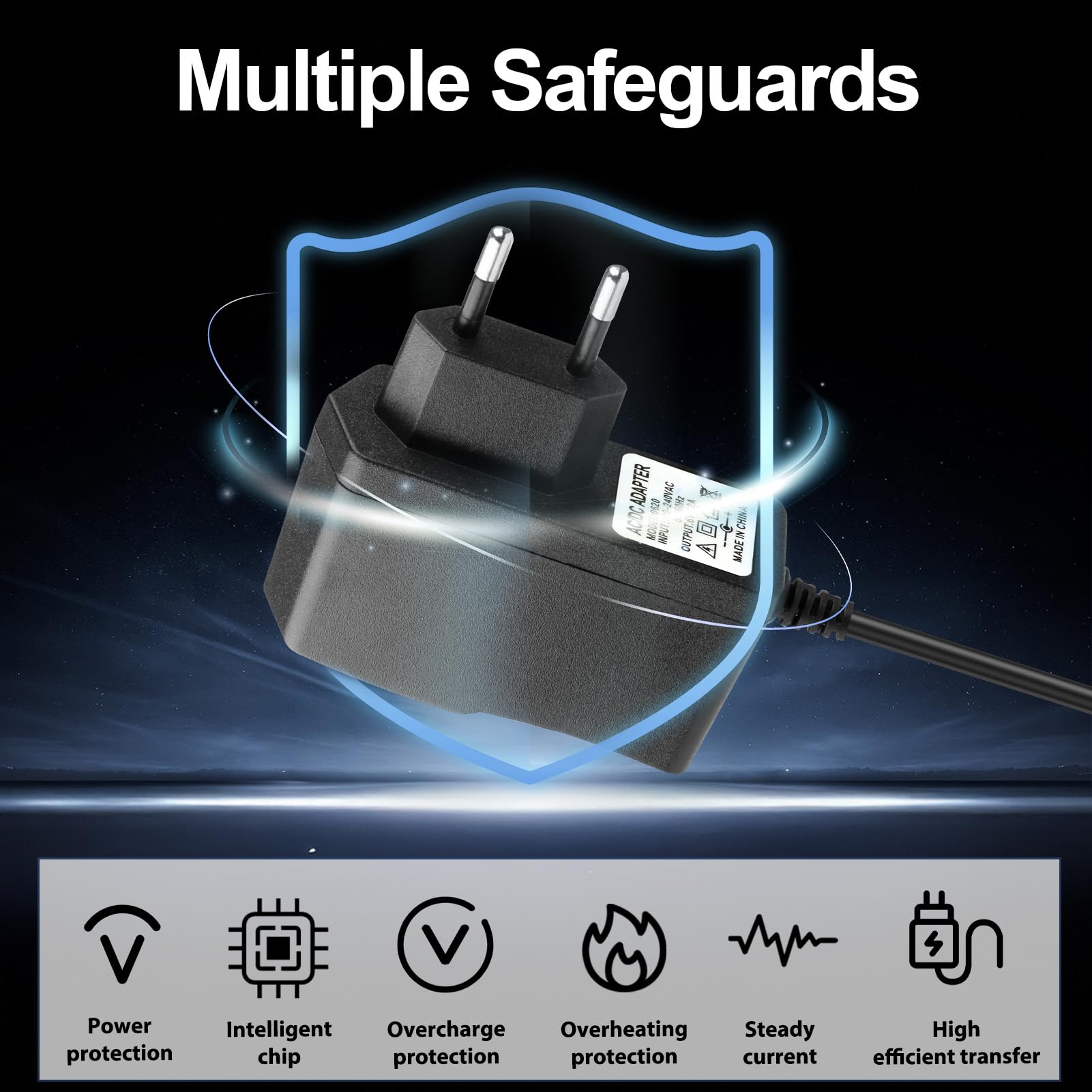 6V 2A Adaptador de Corriente Transformador AC DC con 8 Conectores Fuente Alimentacion Estable Cargador Alimentador 12W para 500mA 1000mA 1500mA 2000mA Tensiómetro LED Cámara CCTV Router Juguete — view 4