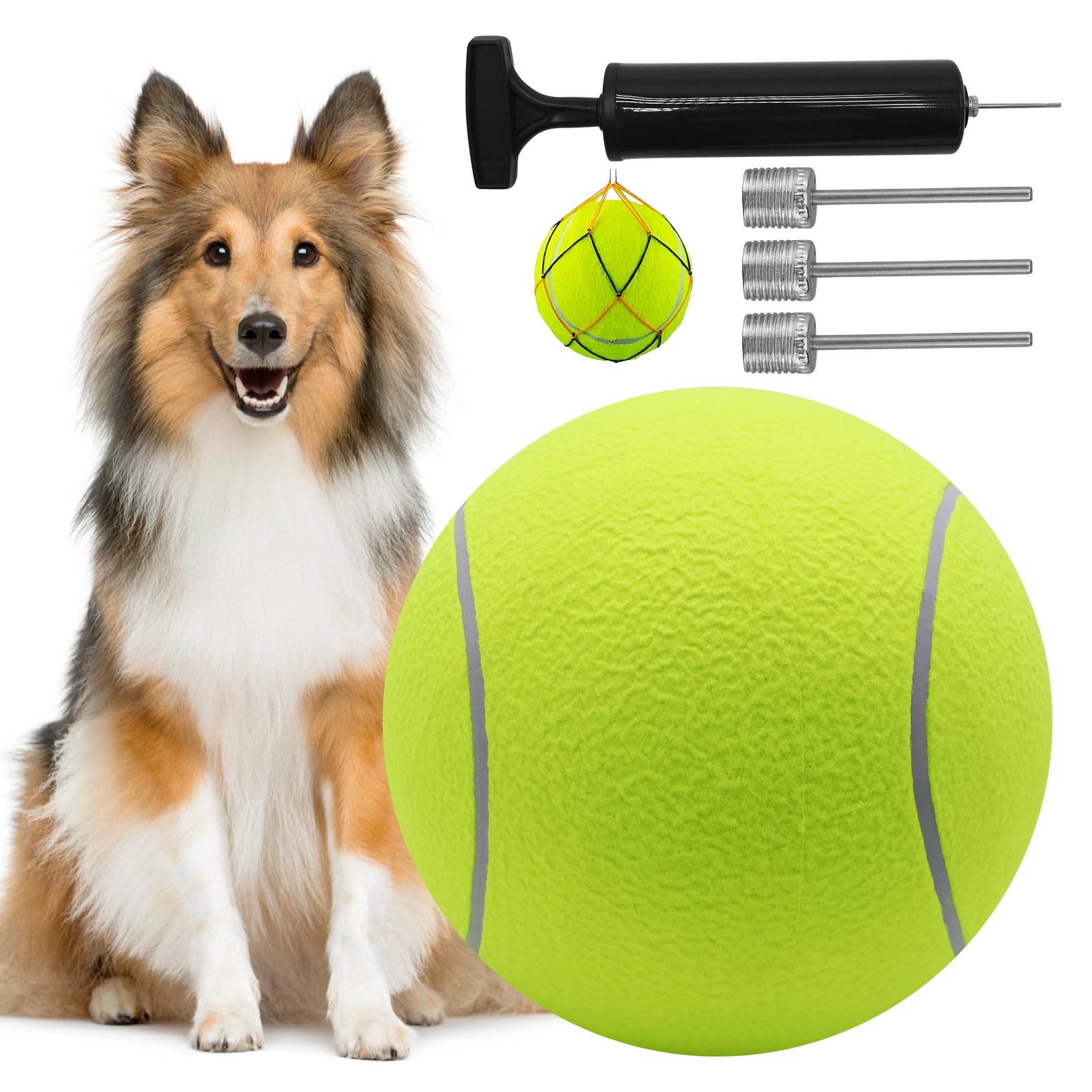 REBECASKYENS 9.5" Oversize Tennis Ball for Children Adult Fun Tennis Ball Pet Dog Large Chew Toy Big Rubber Inflatable Launcher for Pet Toys Indoor Outdoor Sports Beach
