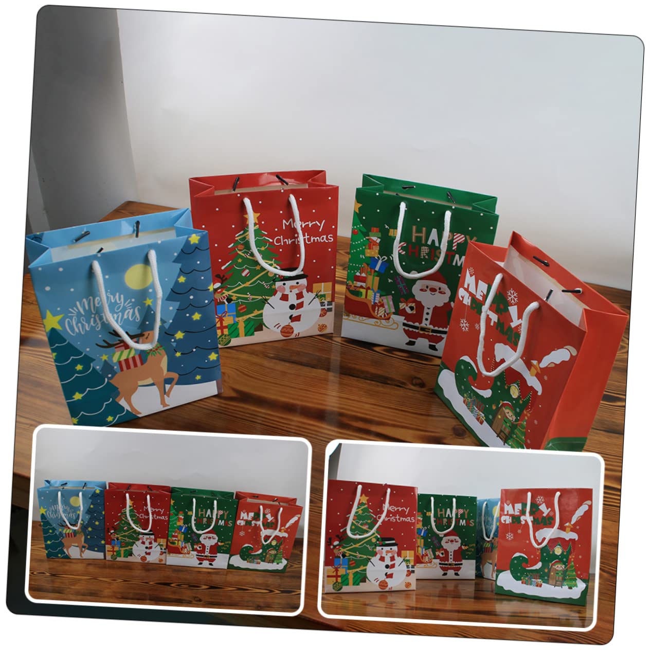 Didiseaon 12pezzi Sacchetti di Natale di Carta per Alimenti Stampa Natalizia per Conservare Biscotti e Caramelle Sacchetti Regalo Decorativi