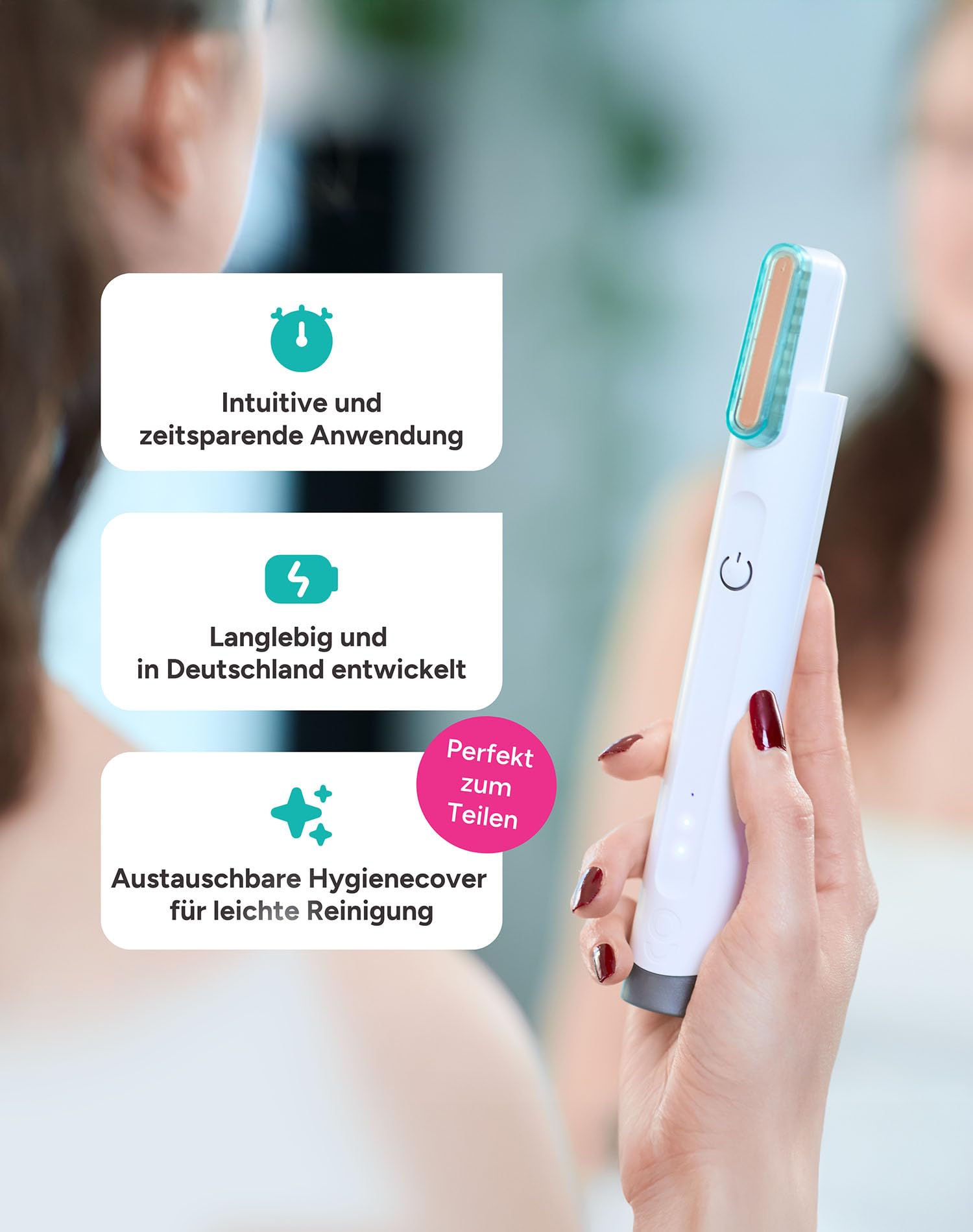 Kaltplasma Kosmetikgerät GLIM90 Schwarz Gesicht Hautpflegegerät Porenreiniger Anti Pickel Beautygerät pflegt empfindliche unreine Haut verbessert Hautbild glatte strahlende Haut