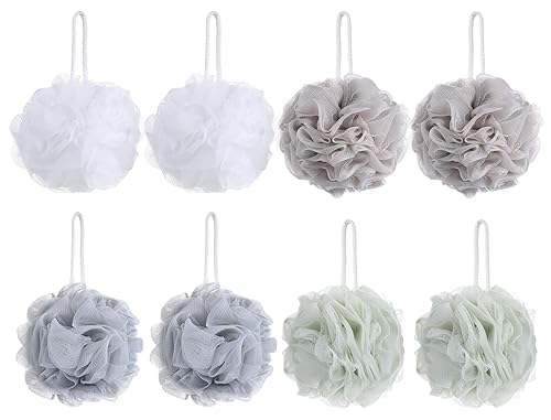 Esponja de baño de 8 puf de malla pequeña, esponja de ducha exfoliante para cuerpo de lufa de malla
