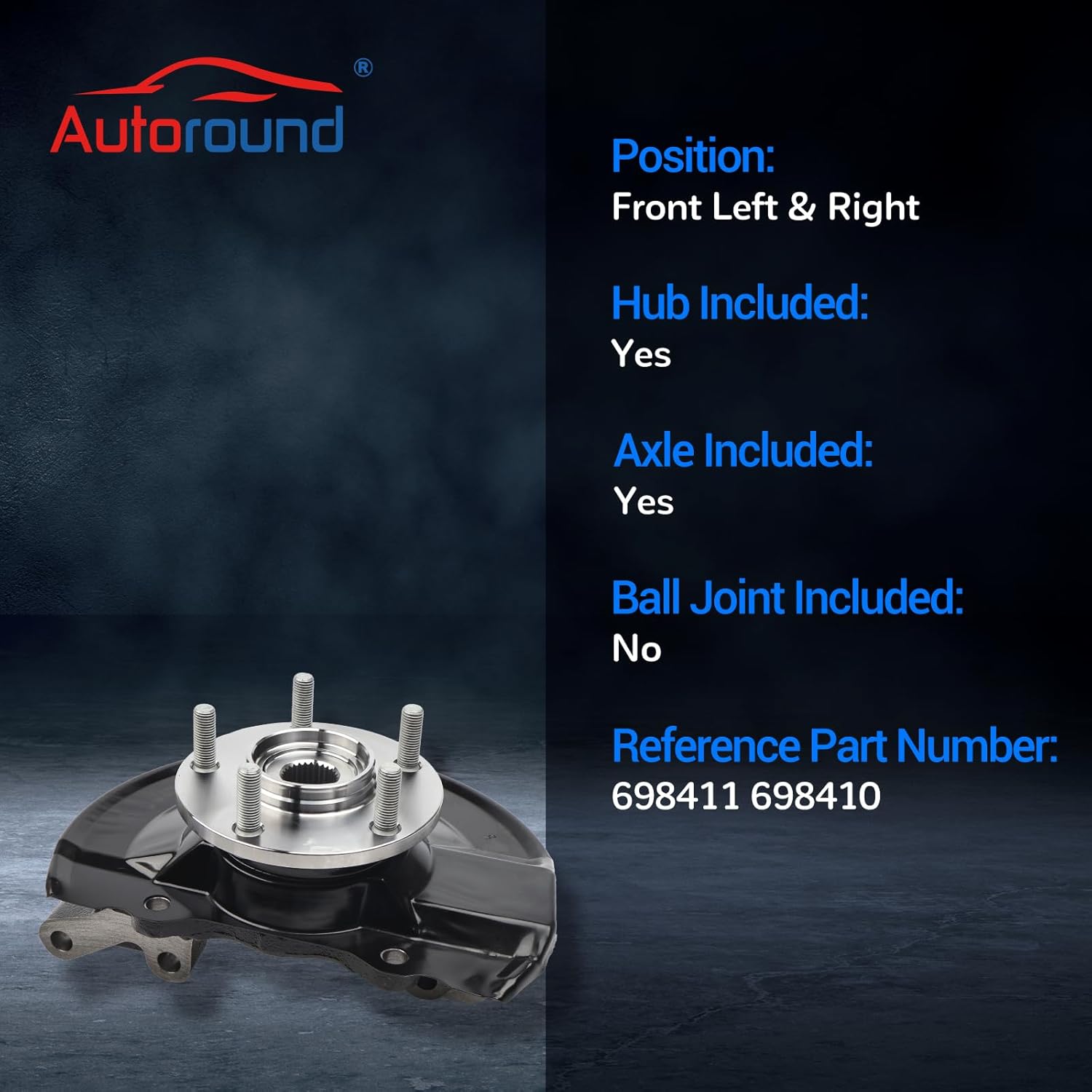 Autoround 698411 698410 Front Steering Knuckle & Wheel Bearing Hub Assembly Fit for 2007-2012 Dodge Caliber, 2007-2017 Jeep Compass/Patriot, Both Driver Passenger Side