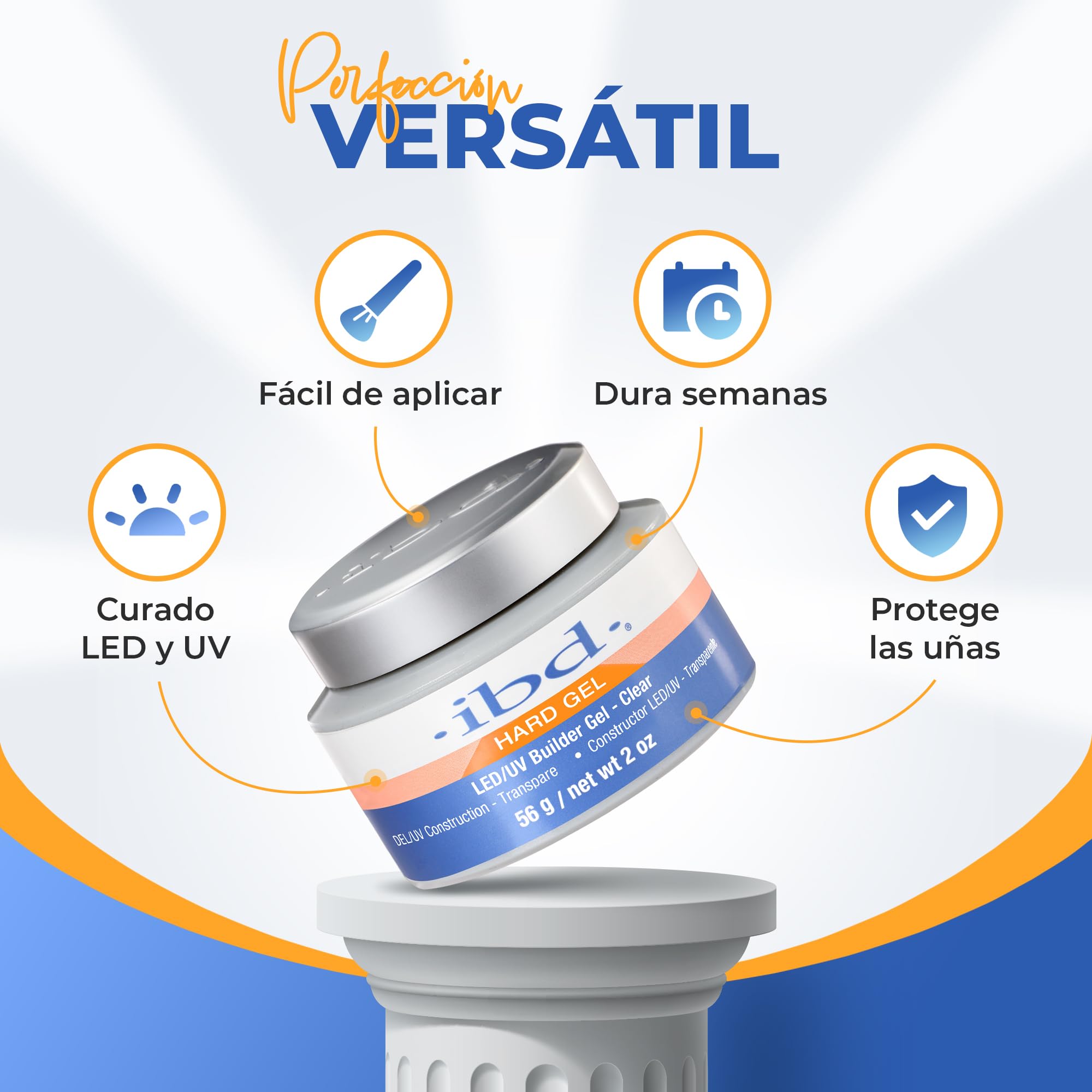 IBD Hard Gel - LED/UV Builder Gel Transparente, 1 pack (1 x 56 g) - MADE IN USA - Construcción de uñas en casa - sin citas y salones de uñas ruidosos