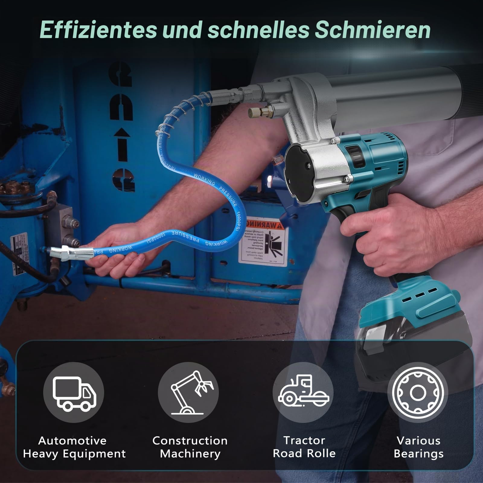 WingFly Akku-Fettpresse für Makita 18V Akku – 13000 PSI Elektrische Fettpresse, 650ml Fettpatronen Befetten von Fahrzeugen und Maschinen(Ohne Akku)