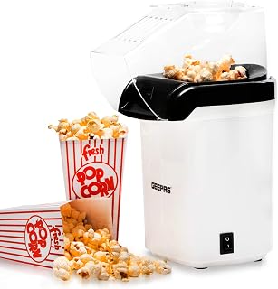 Geepas 1200W Electric Popcorn Maker | Makes Hot, Fresh, Healthy & Fat-Free Theater Style Popcorn Anytime | On/Off Switch, Attractive Design & Oil-Free Popcorn Popper - 2 Years Warranty