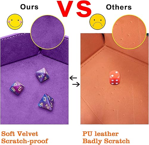 Miniatura 7 de SIQUK 2 bandejas de dados de piel sintética plegable hexagonal para juegos de dados como RPG, DND y otros juegos de mesa (violeta, azul cielo)
