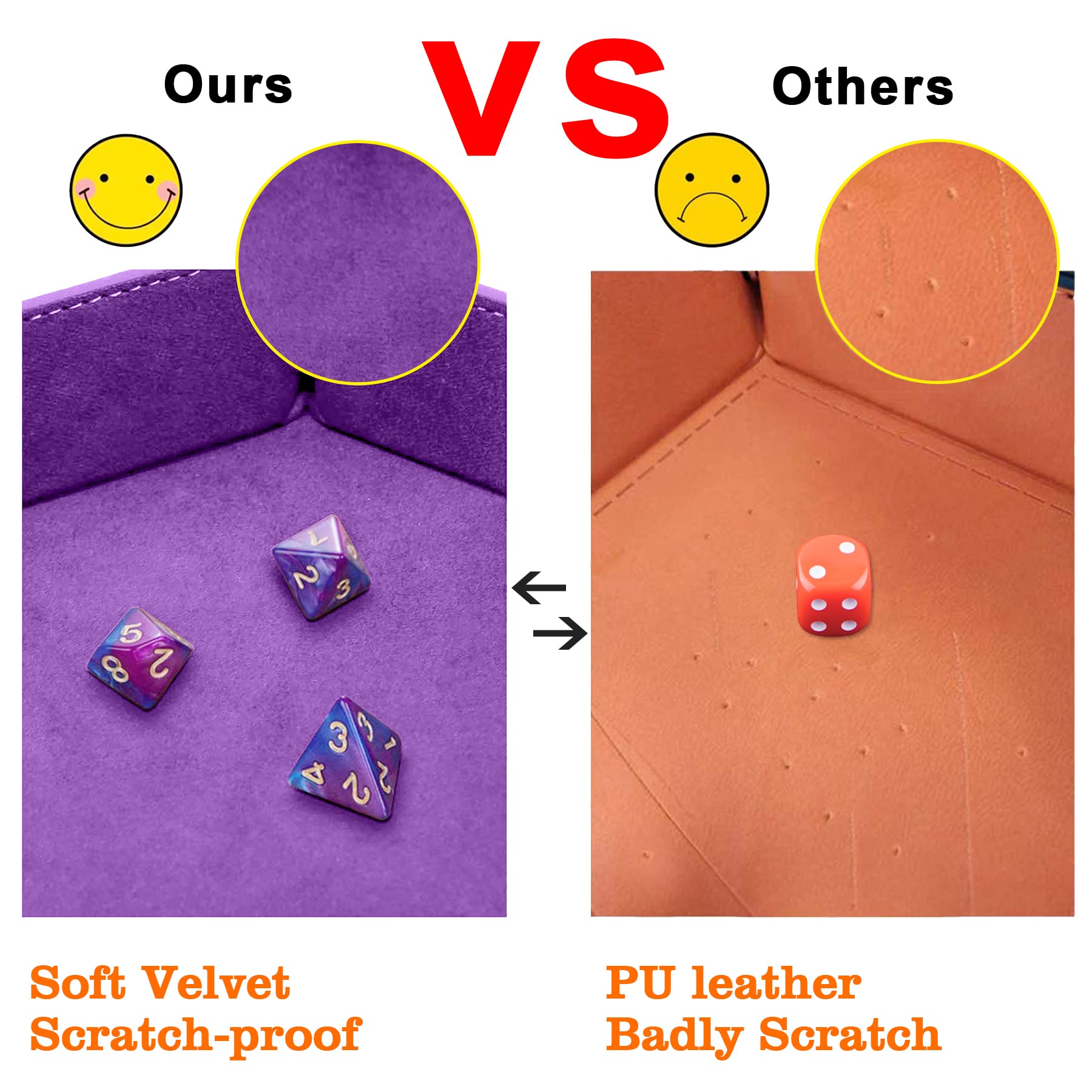 SIQUK 2 Pièces Plateau de Dés Pliable Cuir Velours pour Jeux de Table DND RPG (Violet, Bleu Ciel)