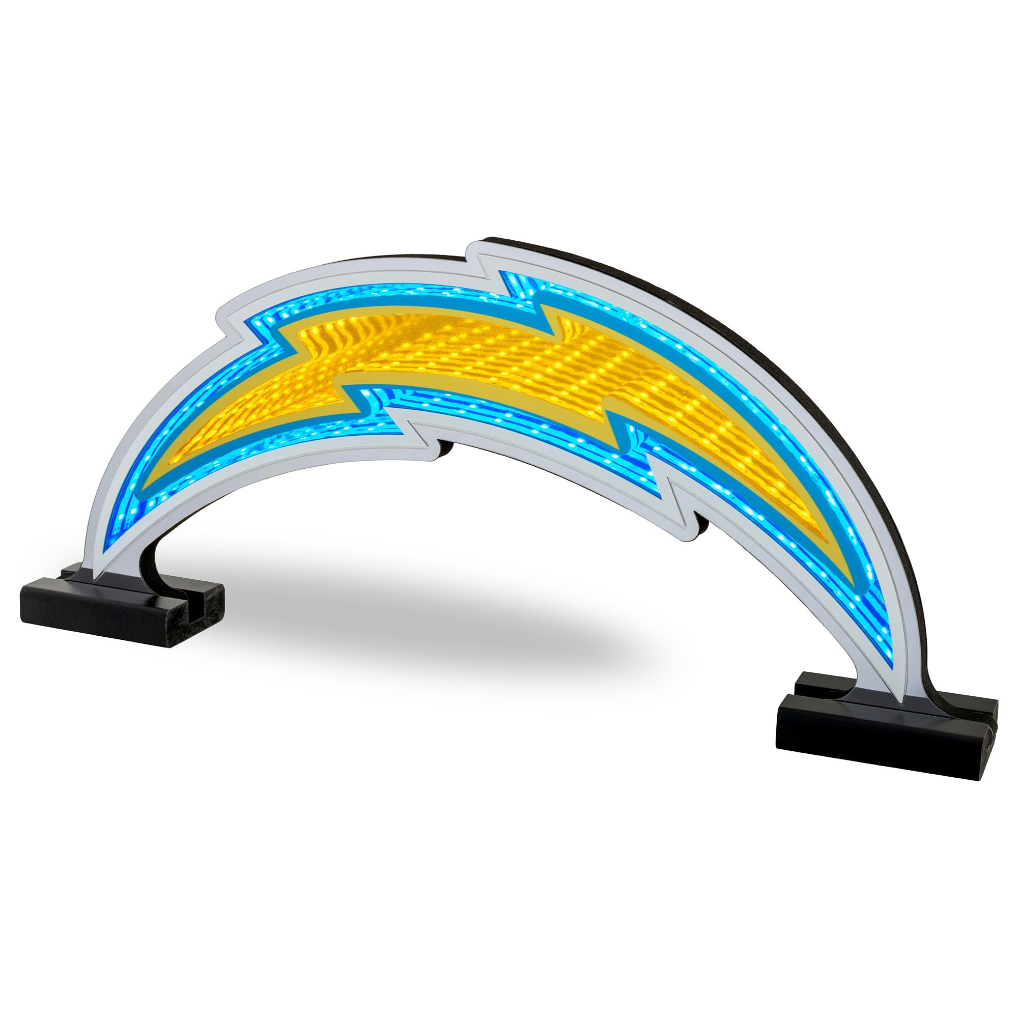 Sporticulture NFL Team Los Angeles Chargers LED Infinity Logo Light - 3D Light Effect, Acrylic Display with UL Plug and Stand