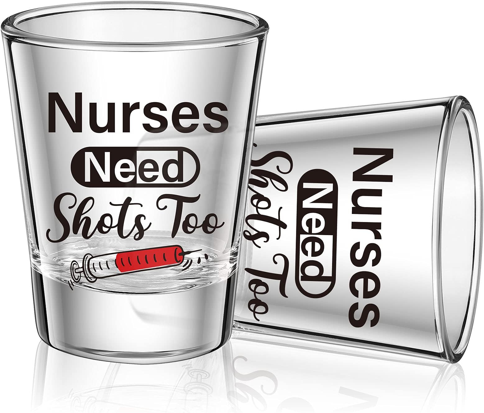 Patelai Nurse Need Shots Too, Funny Glass Gift for Women and Male Mom Sister or Friend Present for Nursing Graduation Nurses Day Party 2 oz(2 Pieces,2.36 x 1.97 Inches)