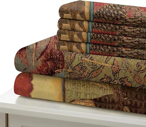 Miniatura 5 de Juego de edredón rústico de cabaña de campo, ligero, reversible, con alce y oso, juego de colcha con estampado de pino y luna, decoración de casa de